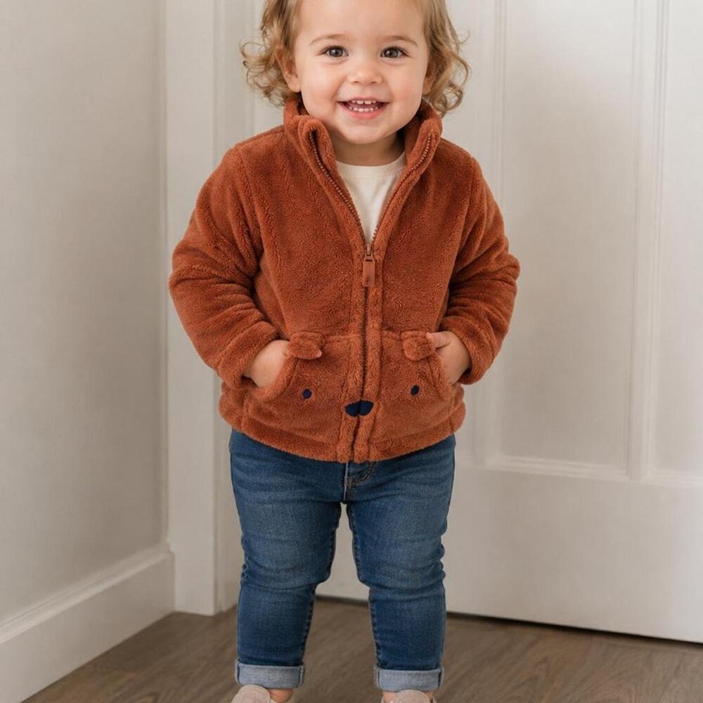 Toddler brown fleece zip up